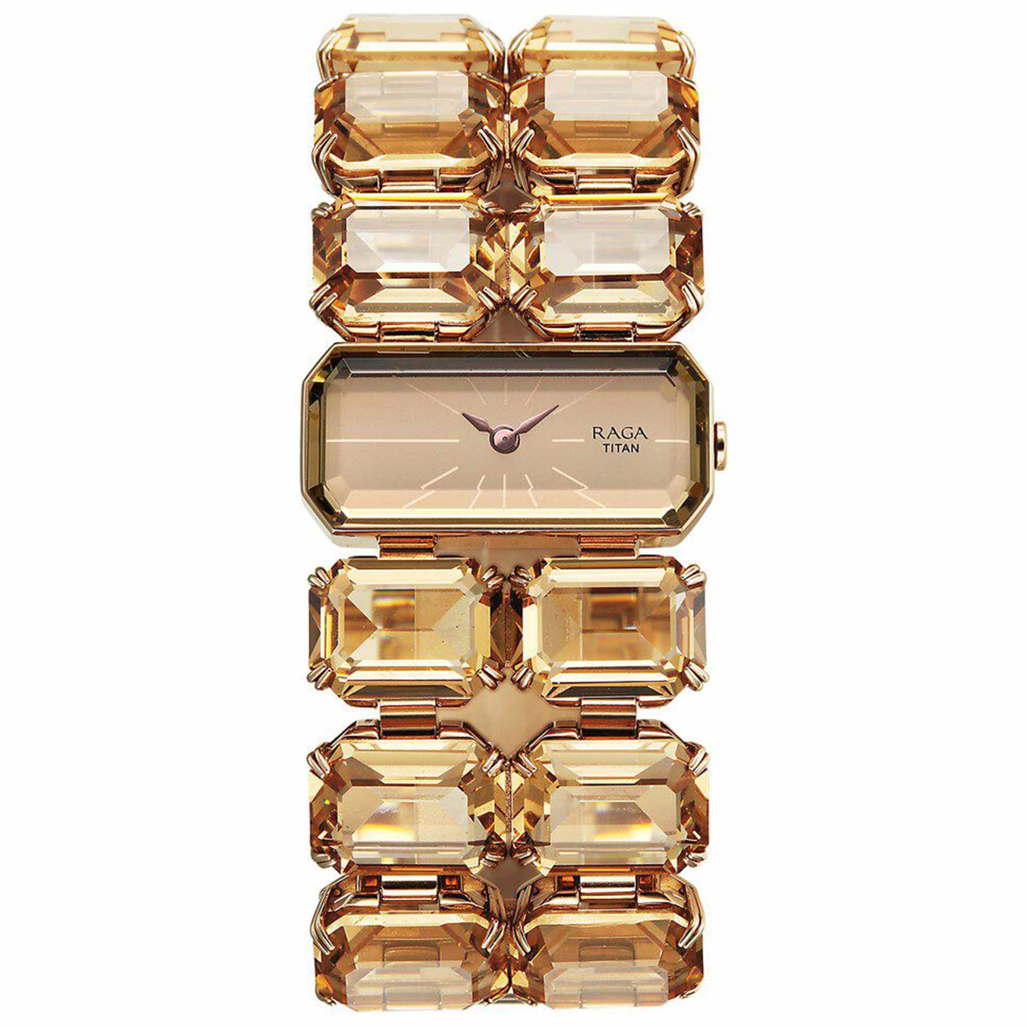 Titan Raga Cocktails Quartz Analog Brown Dial Metal Strap Watch For Women 95320WM01