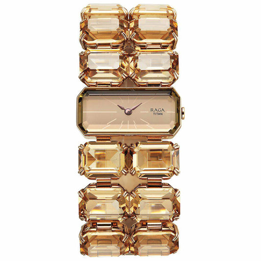 Titan Raga Cocktails Quartz Analog Brown Dial Metal Strap Watch For Women 95320WM01