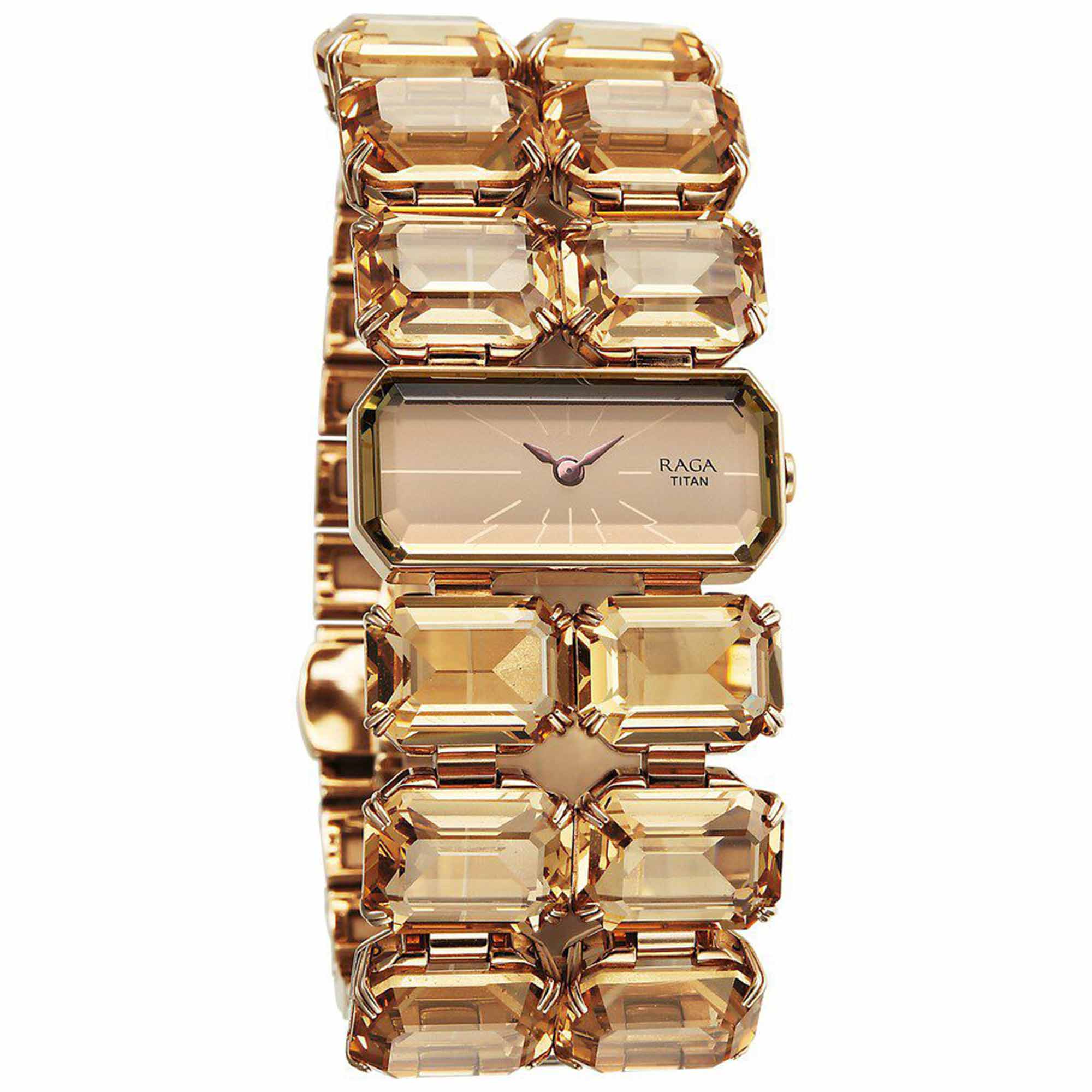 Titan Raga Cocktails Quartz Analog Brown Dial Metal Strap Watch For Women 95320WM01