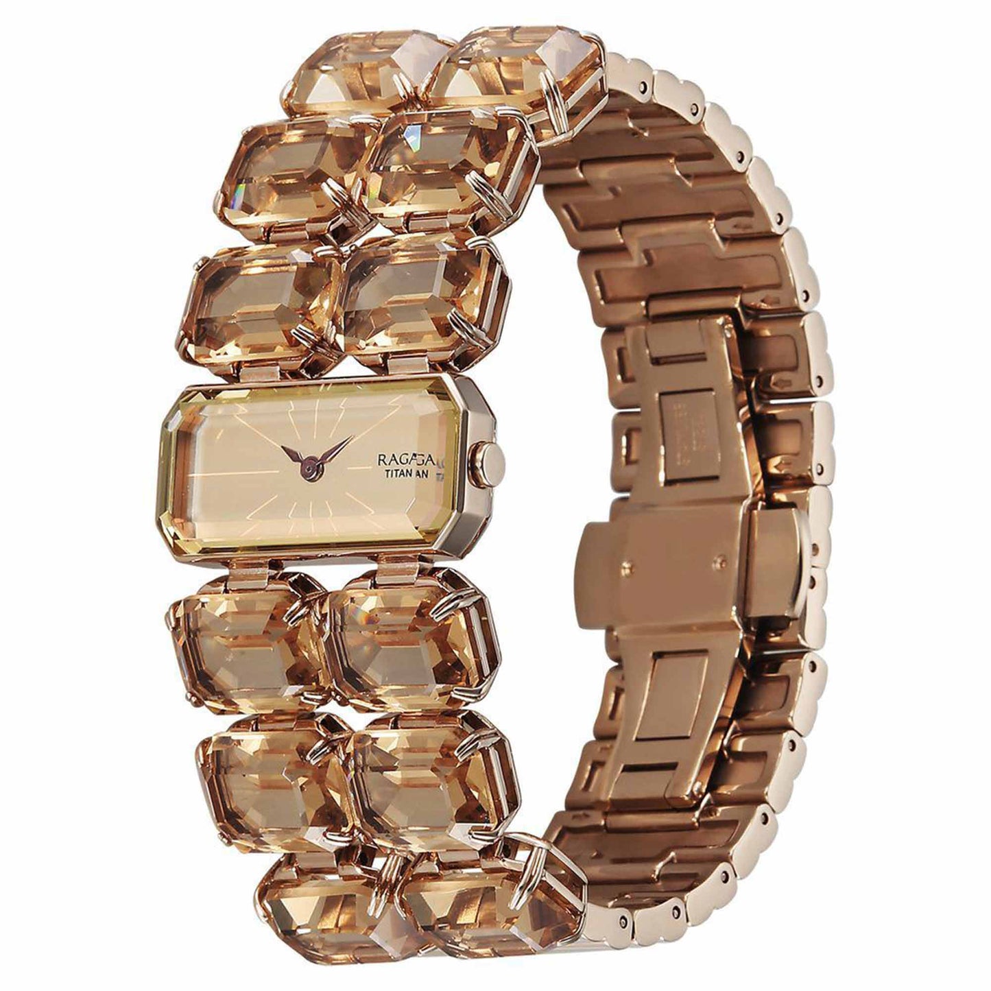 Titan Raga Cocktails Quartz Analog Brown Dial Metal Strap Watch For Women 95320WM01