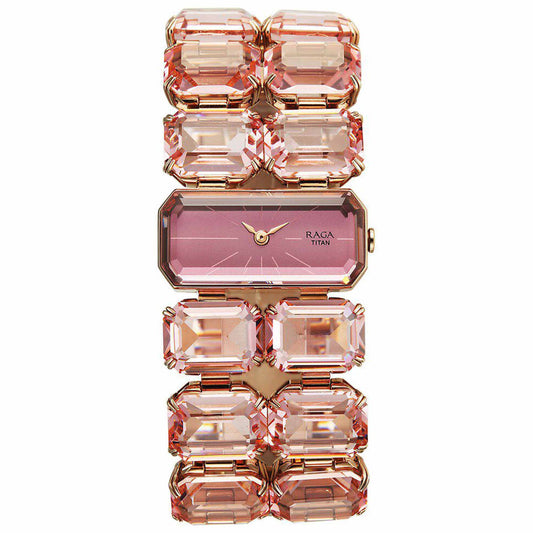 Titan Raga Cocktails Quartz Analog Rose Gold Dial Stainless Steel Strap Watch For Women 95320WM02