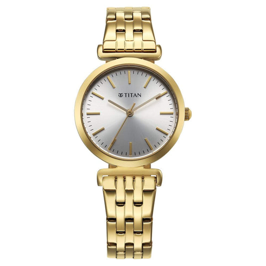 Titan Workmode Quartz Analog Silver Dial Stainless Steel Strap Watch For Women