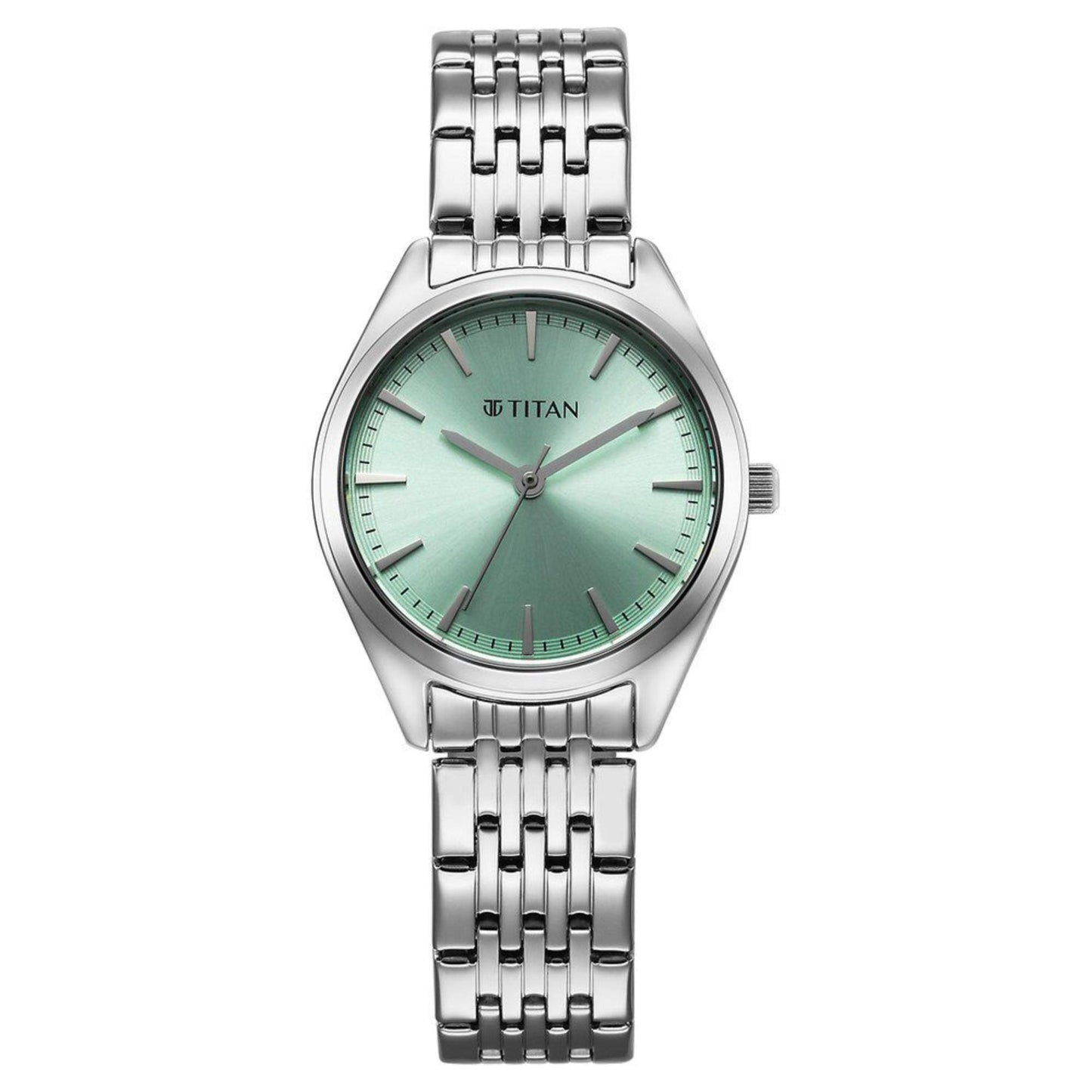 Titan Workmode Quartz Analog Green Dial Stainless Steel Strap Watch For Women