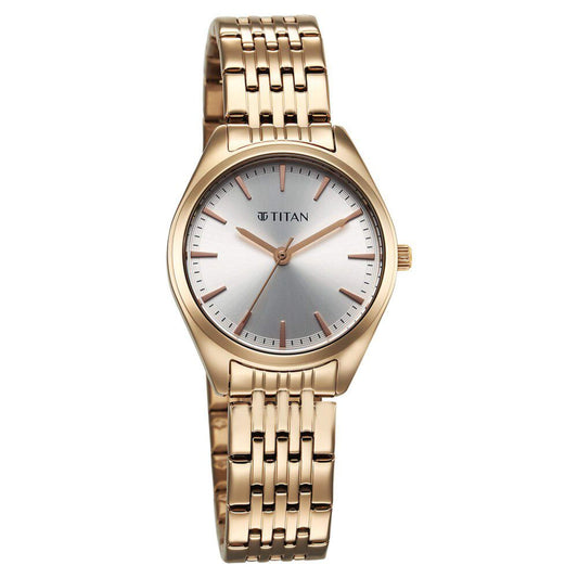 Titan Workmode Quartz Analog Silver Dial Stainless Steel Strap Watch For Women