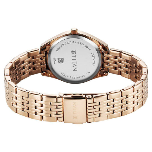 Titan Workmode Quartz Analog Silver Dial Stainless Steel Strap Watch For Women