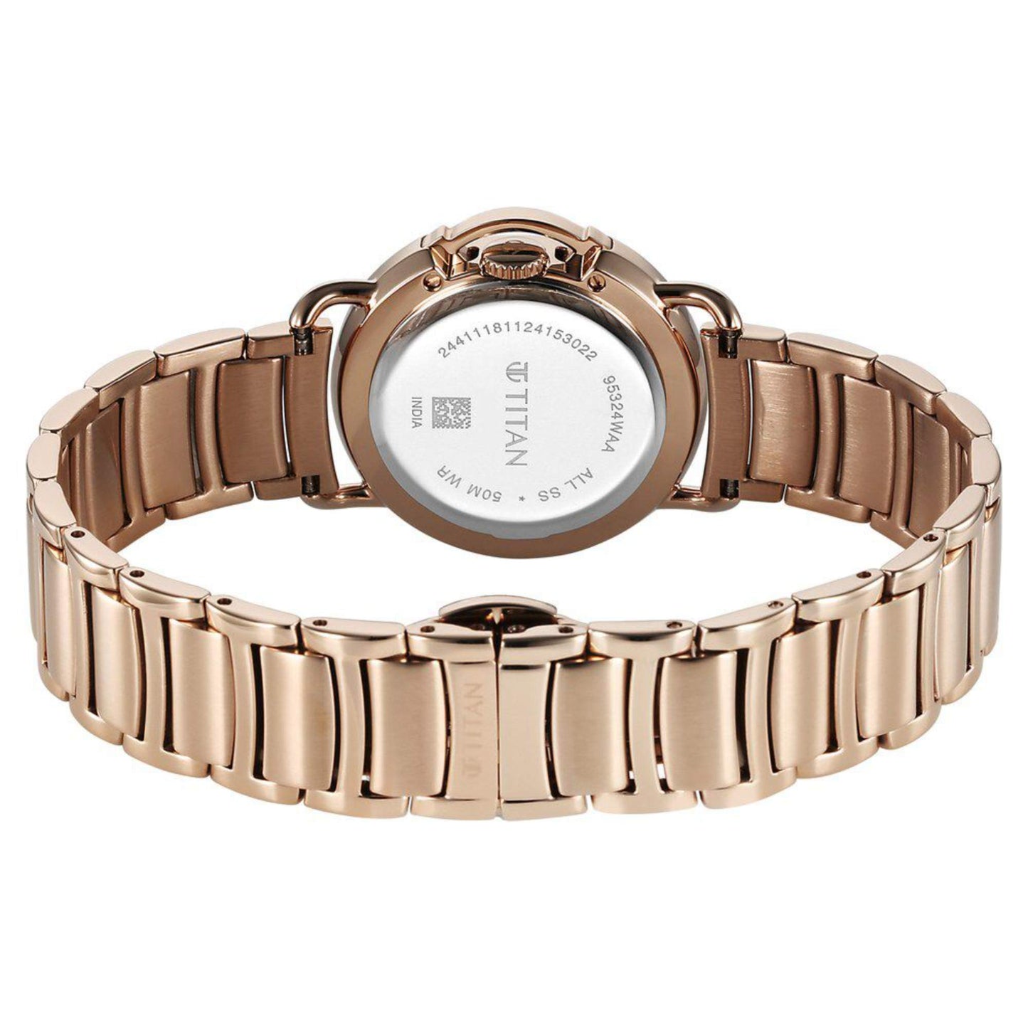 Titan Workmode Quartz Analog Rose Gold Dial Stainless Steel Strap Watch For Women