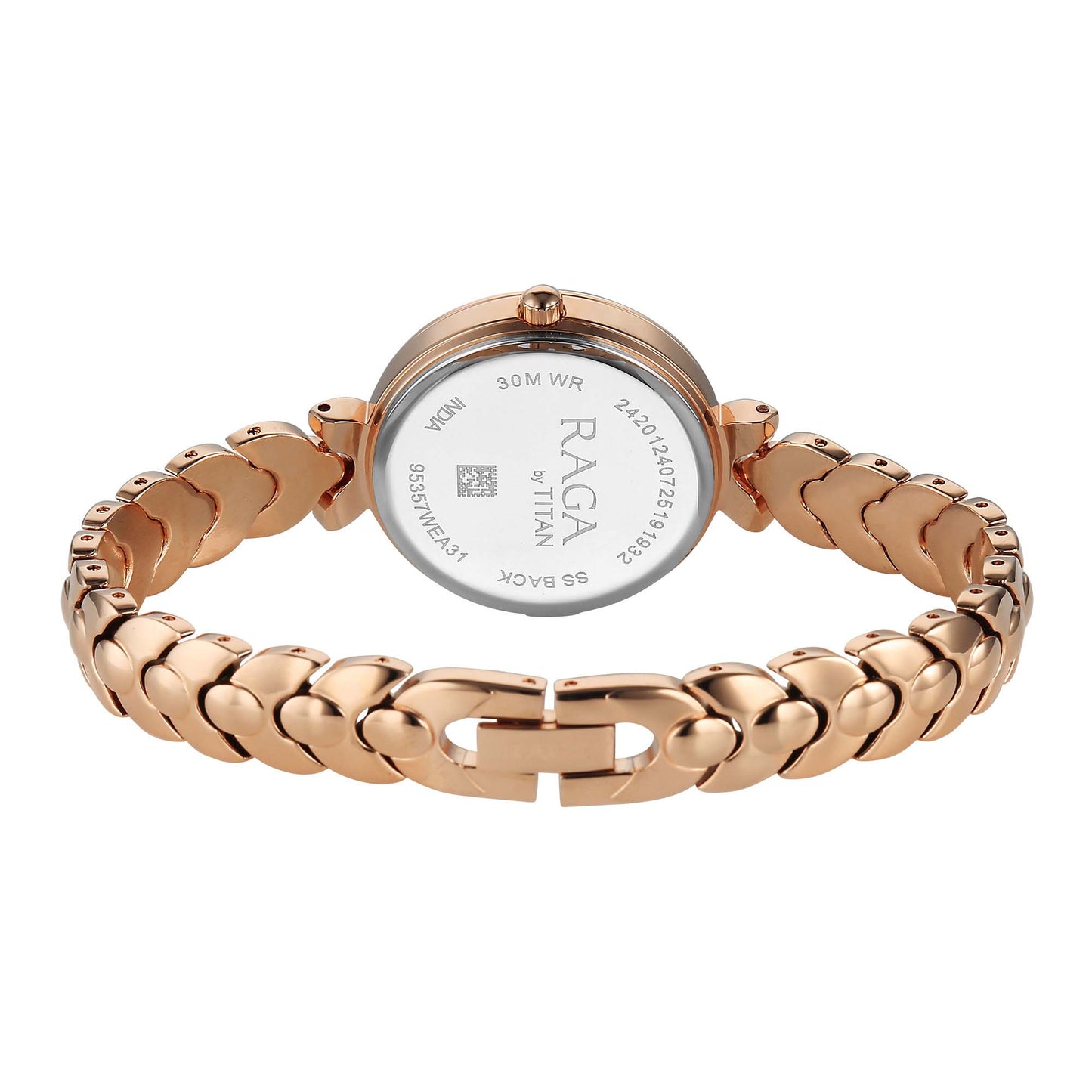 Titan Raga Champagne Dial Gold Stainless Steel Strap Analog Watch for Women