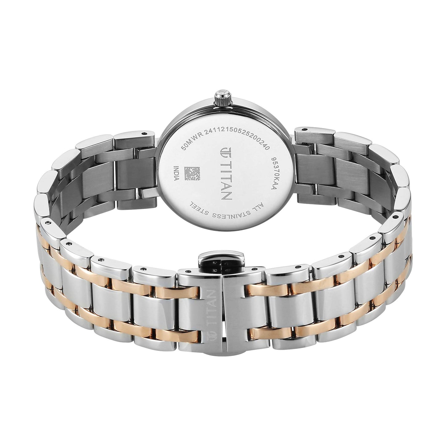 Titan Workwear White Dial Dual Color Stainless Steel Analog Watch for Women