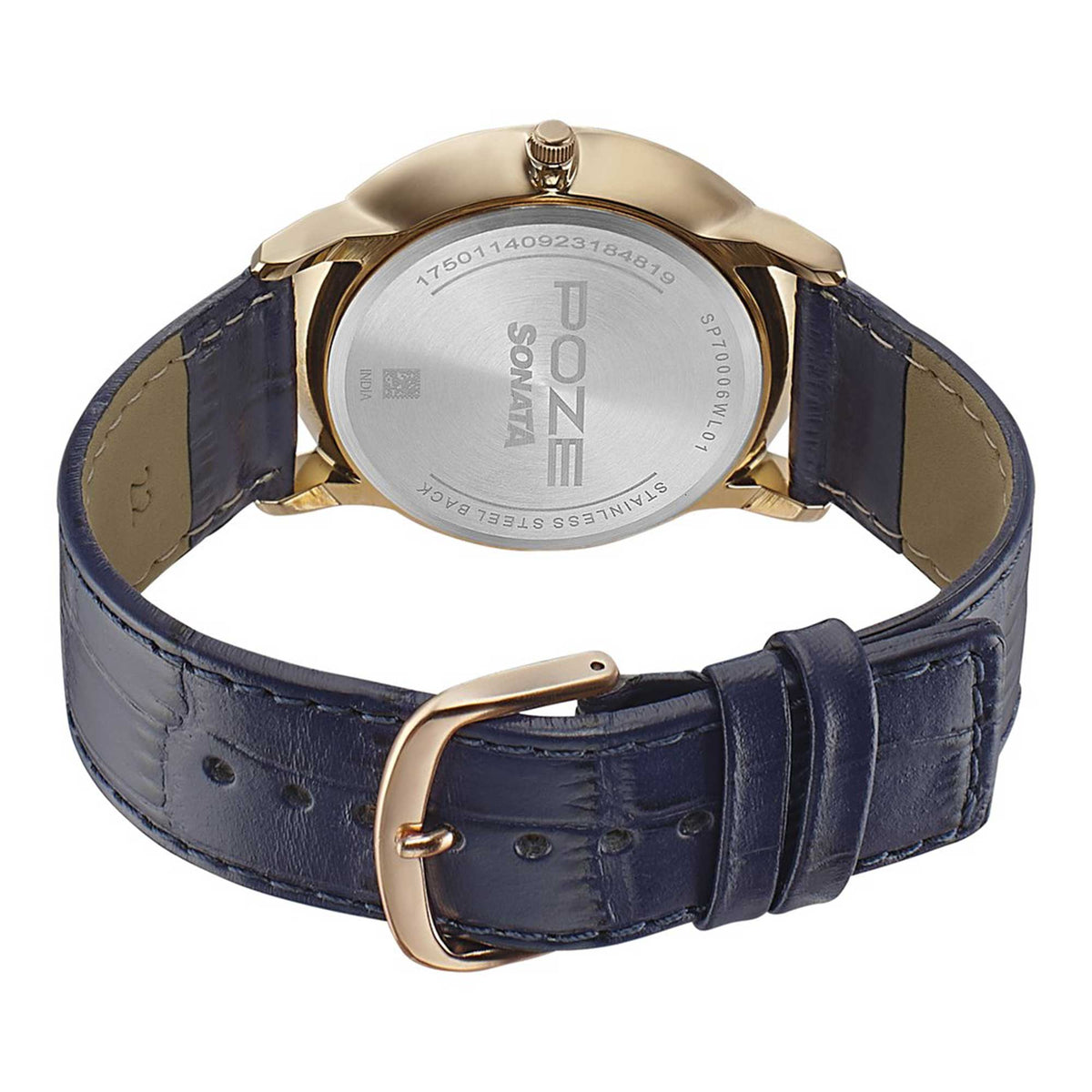 Sonata Blue Dial Leather Strap Analog Watch for Men