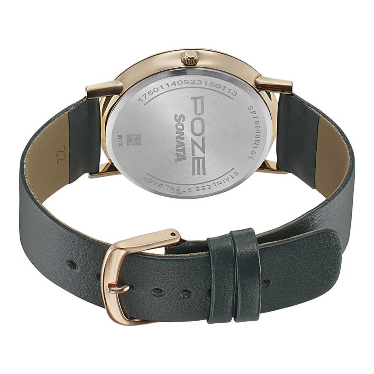 Sonata Green Dial Leather Strap Analog Watch for Men