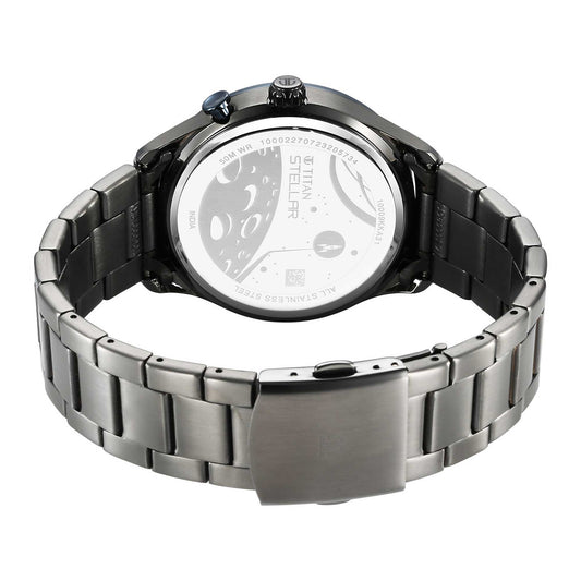 ساعة تيتان ستيلار متعددة الوظائف ذات مينا أزرق تناظري