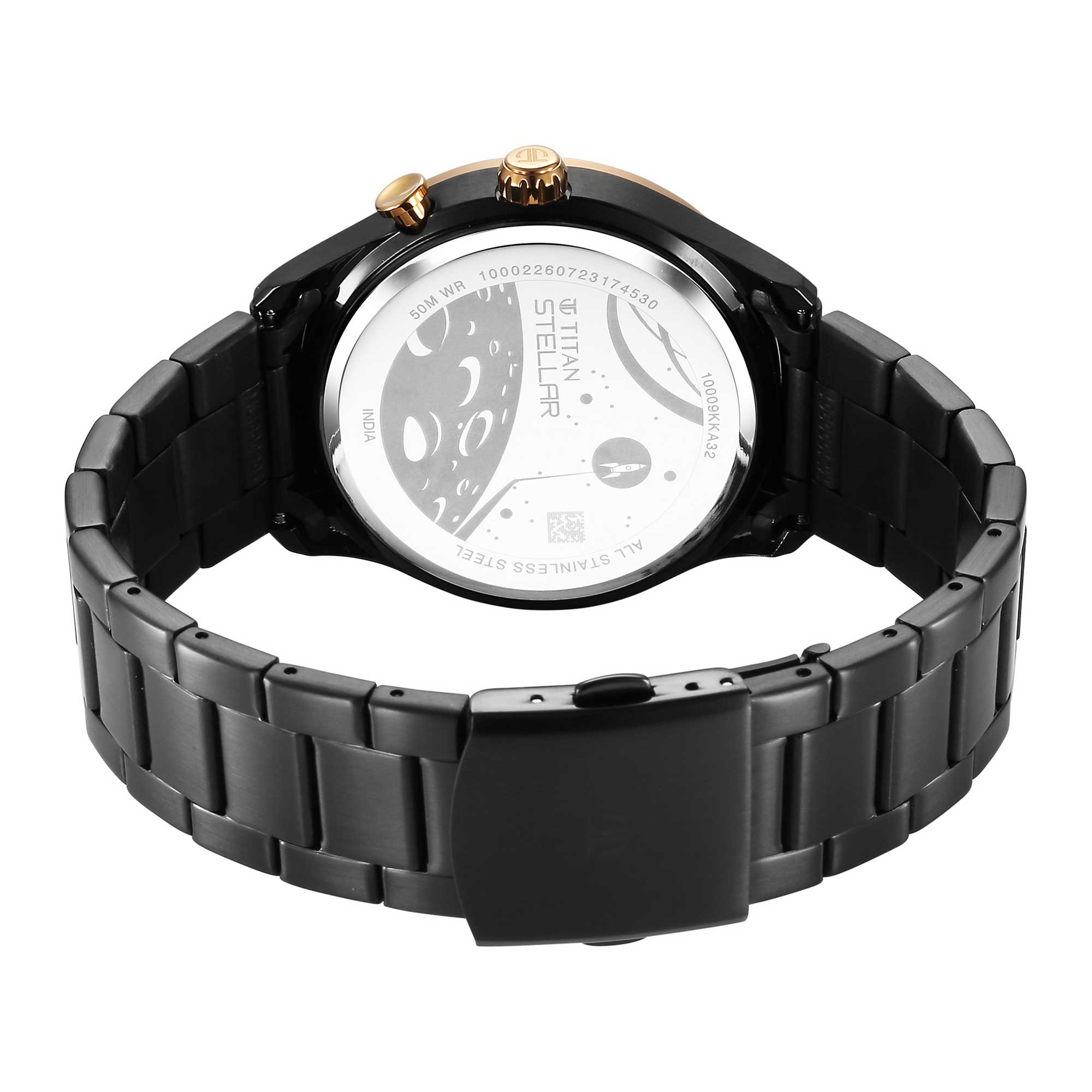 ساعة تيتان ستيلار متعددة الوظائف ذات مينا بني تناظرية