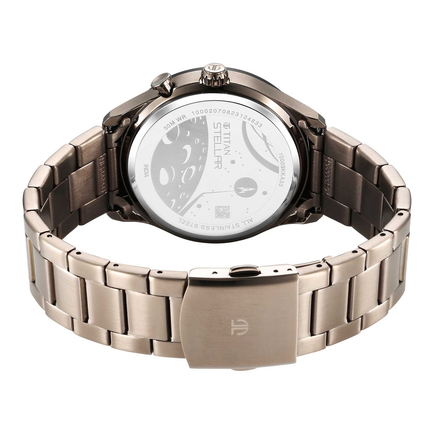 ساعة تيتان ستيلار متعددة الوظائف ذات مينا بني تناظرية