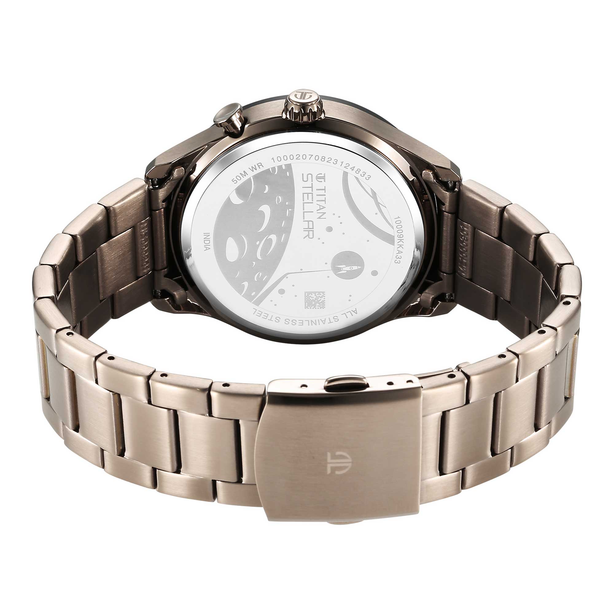 ساعة تيتان ستيلار متعددة الوظائف ذات مينا بني تناظرية