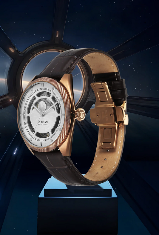 Titan Stellar Cupola Sun Moon Disc Automatic Watch