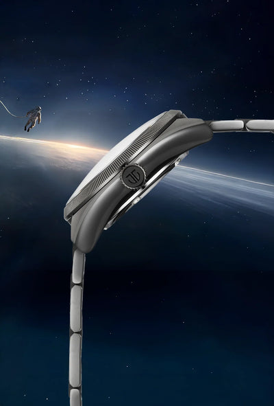 ساعة تيتان ستيلر كوبولا التناظرية مع قرص الشمس والقمر، مينا فضي أوتوماتيكية