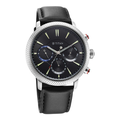 Titan Stellar Black Dial Multifunctional Analog Watch