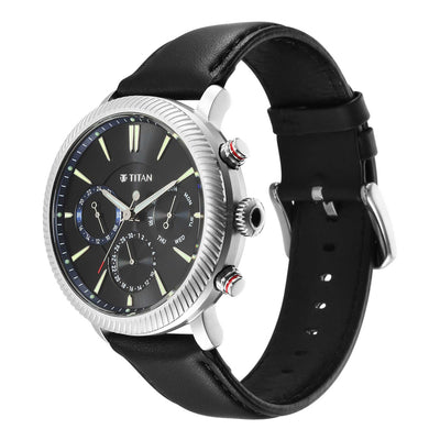 Titan Stellar Black Dial Multifunctional Analog Watch