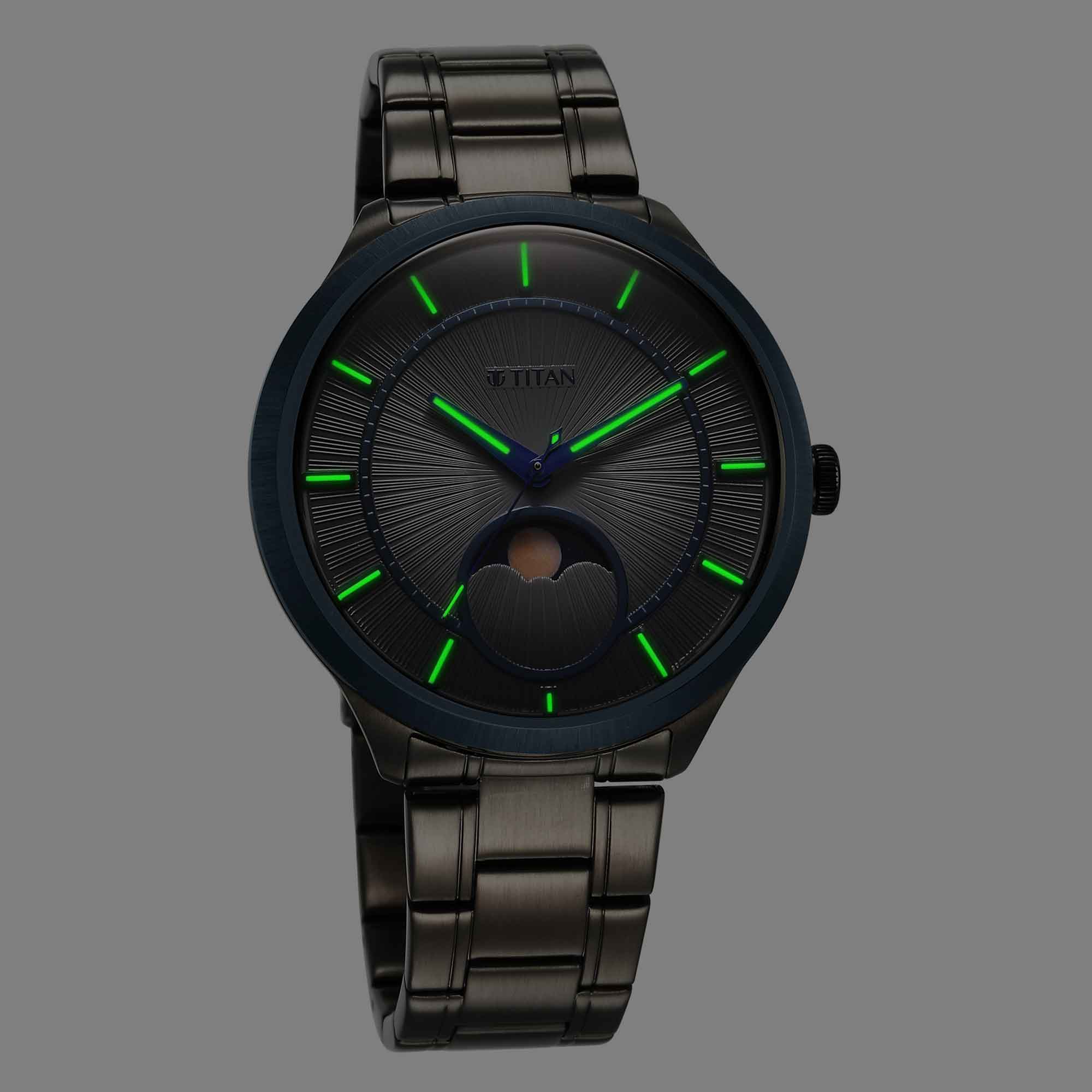 Titan Stellar Caelum Sun Moon Grey Sub-Dial Watch