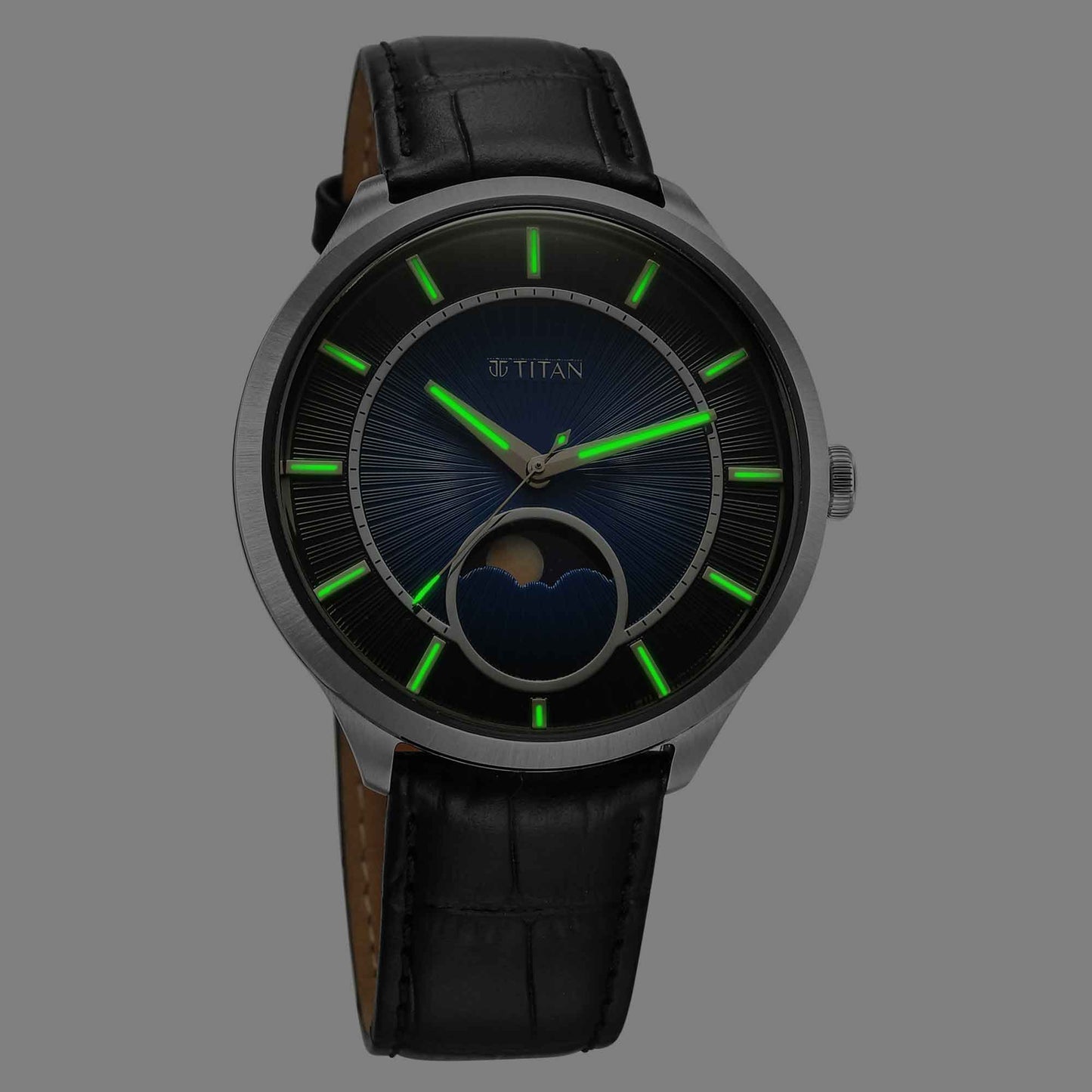 Titan Stellar Caelum Sun Moon Blue Sub-Dial Watch