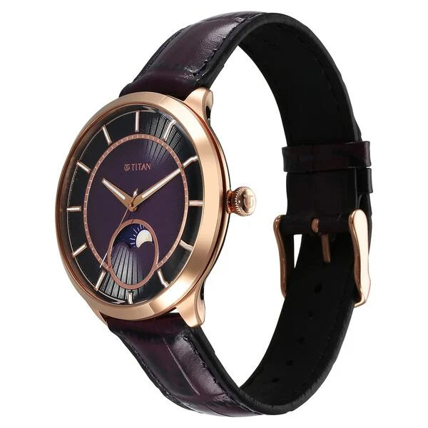 Titan Stellar Caelum Sun Moon Purple Sub-Dial Watch