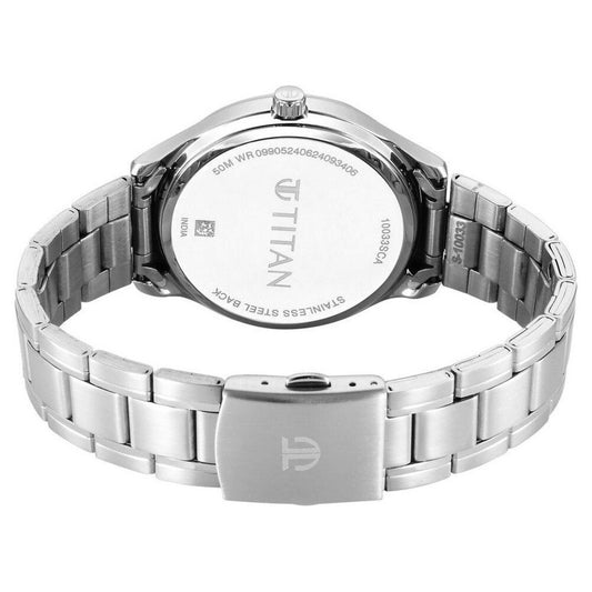 Titan Palette Of Time Quartz Analog with Date Maroon Dial Stainless Steel Strap Watch For Men