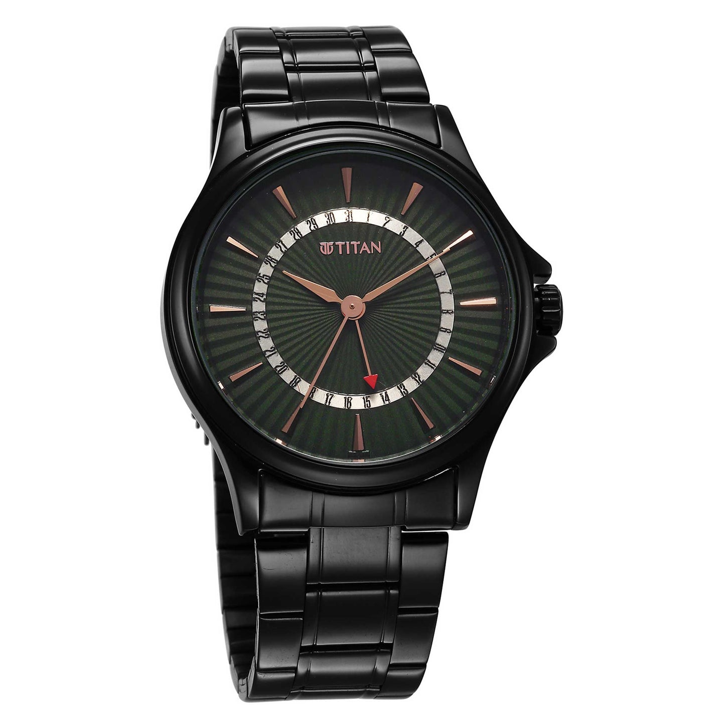 Titan Karishma Quartz Analog with Date Green Dial Stainless Steel Strap Watch For Men