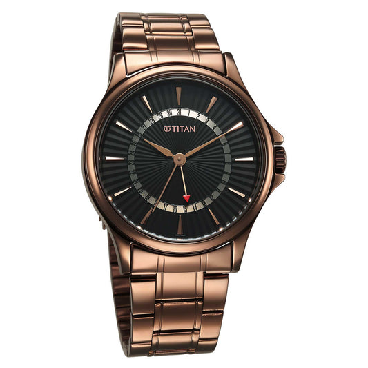 Titan Karishma Quartz Analog with Date Black Dial Stainless Steel Strap Watch For Men