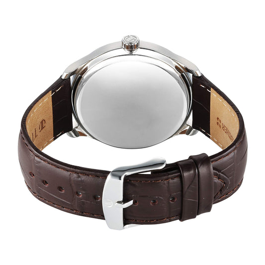 Titan Stellar Analog with Dual Moon Phase and Silver Dial Brown Leather Strap Watch for Men 10050SL01
