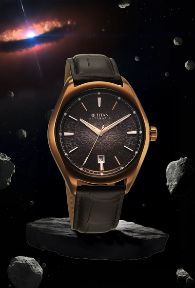 Titan Stellar Starburst Brown Dial Concealed Automatic Watch