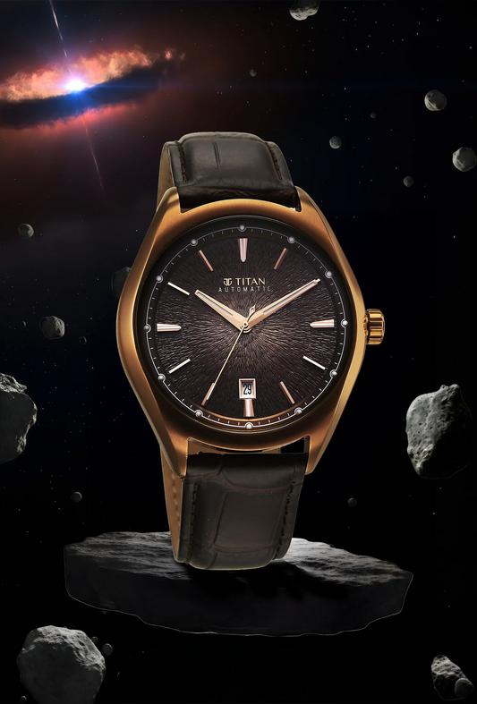 Titan Stellar Starburst Brown Dial Concealed Automatic Watch