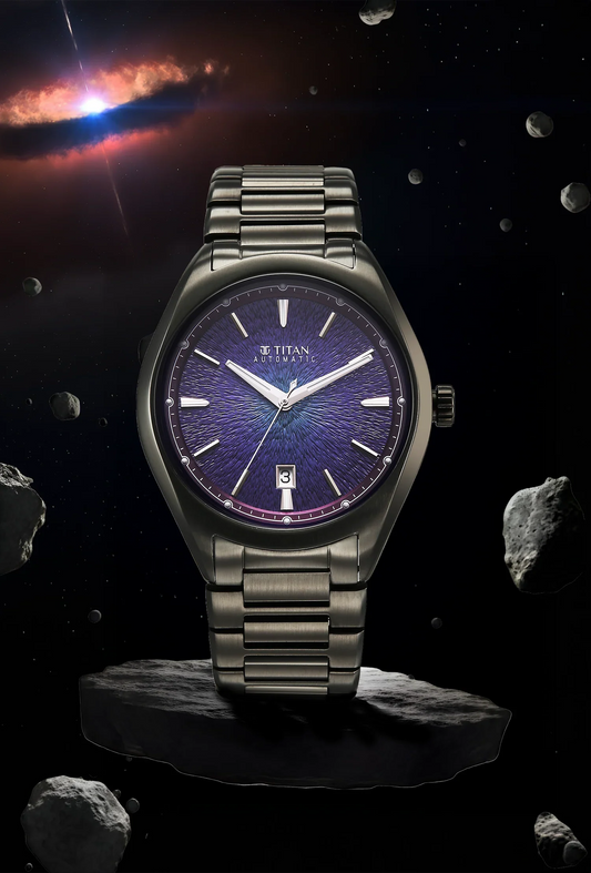 Titan Stellar Starburst Violet Dial Concealed Automatic Watch