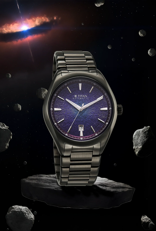 Titan Stellar Starburst Violet Dial Concealed Automatic Watch