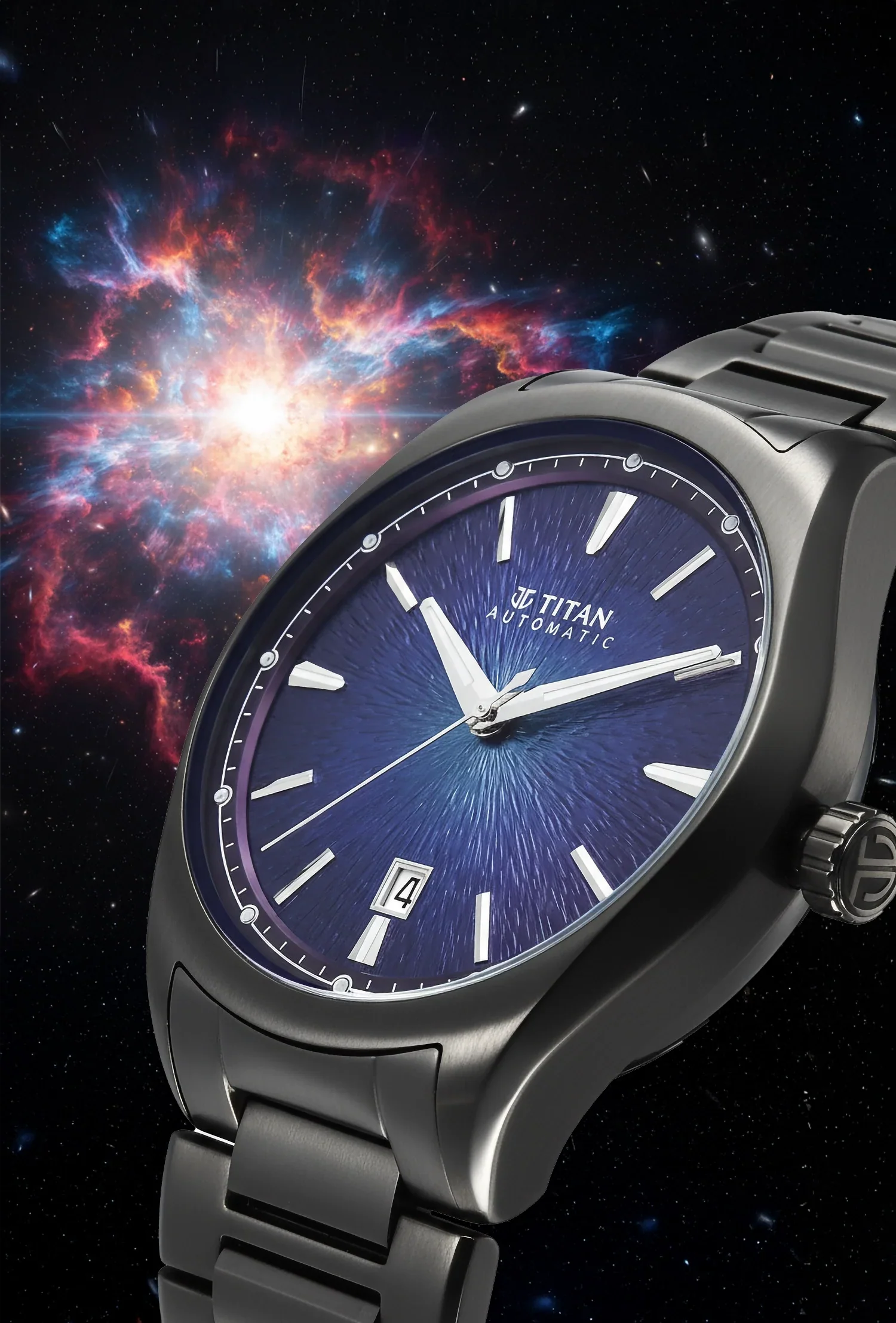 Titan Stellar Starburst Violet Dial Concealed Automatic Watch