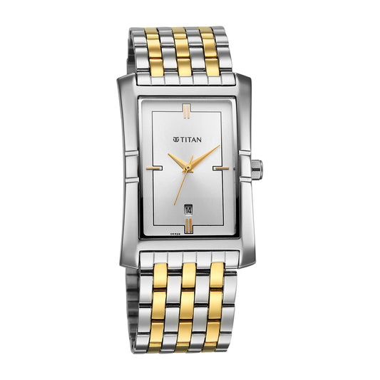 Titan Quartz Silver Dial Stainless Steel Strap Watch For Gents 10062BM01