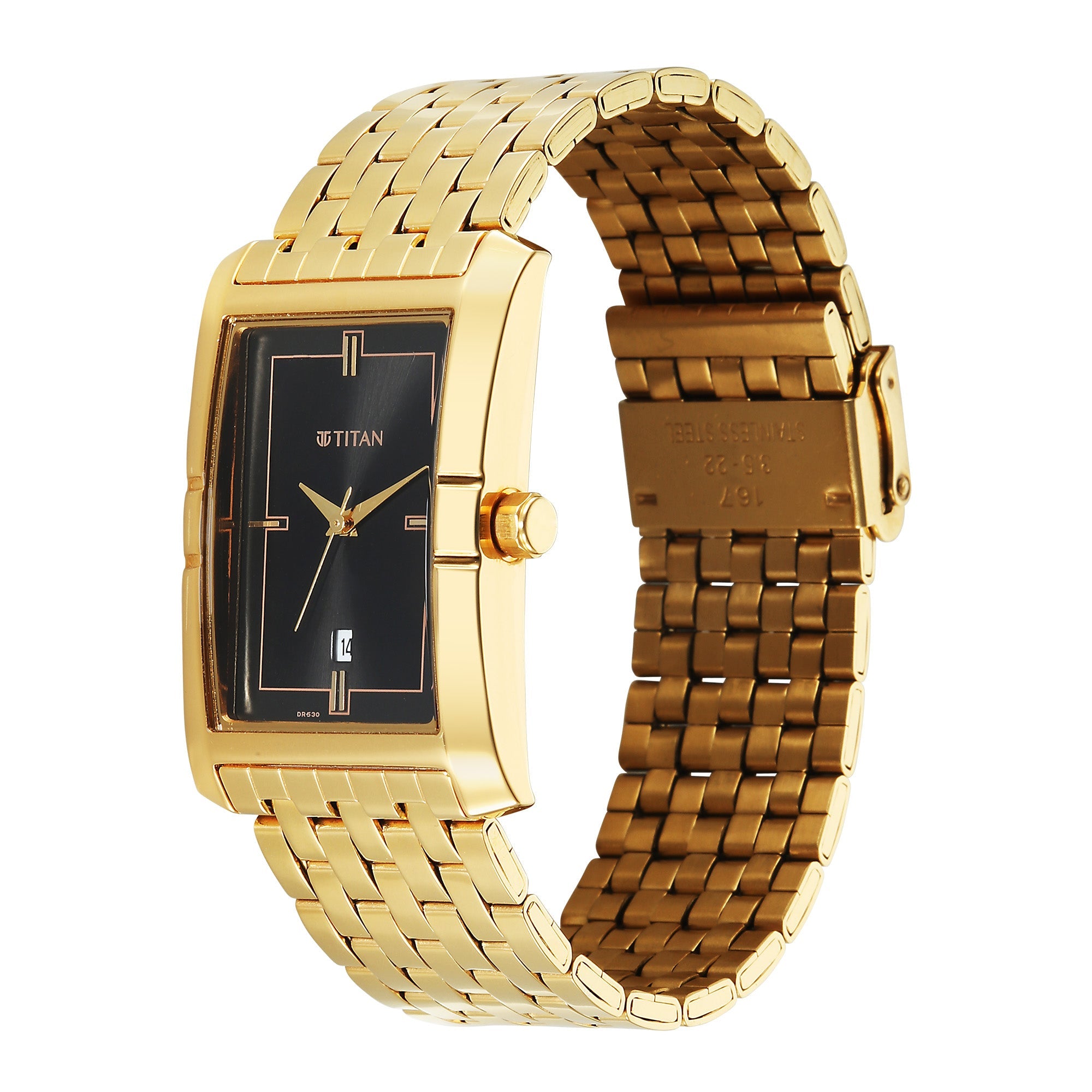 Titan Quartz Black Dial Stainless Steel Strap Watch For Gents 10062YM02