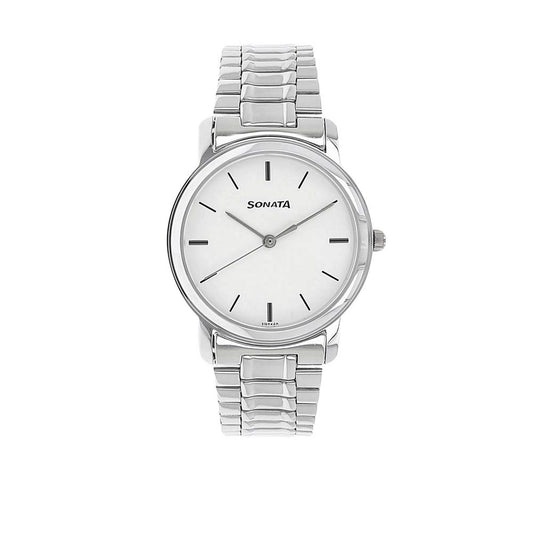 Sonata White Dial Analog Watch for Men 1013SM01