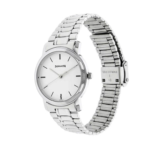Sonata White Dial Analog Watch for Men 1013SM01