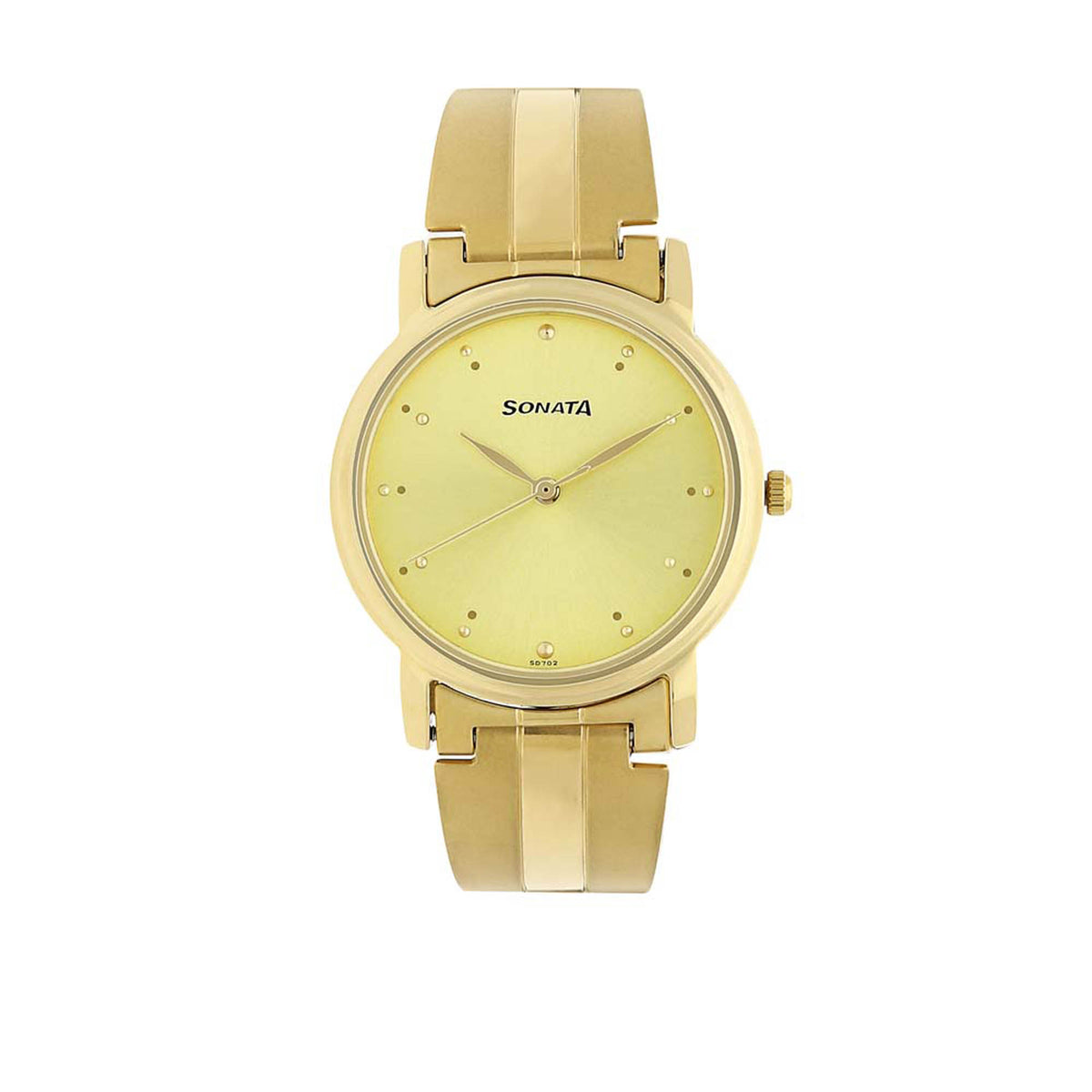 Sonata Champagne Dial Gold Stainless Steel Strap Analog Watch for Men