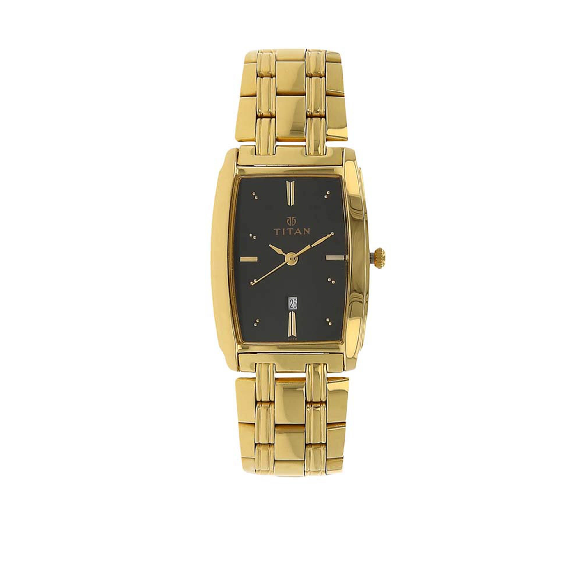 Titan Analog with Date Black Dial Metal Strap watch for Men