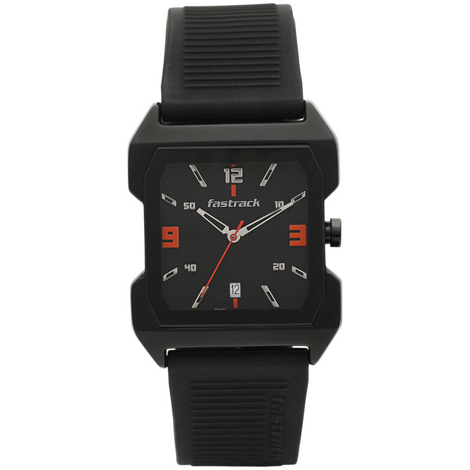 Fastrack Hitlist Quartz Analog with Date Black Dial PU Strap Watch for Guys