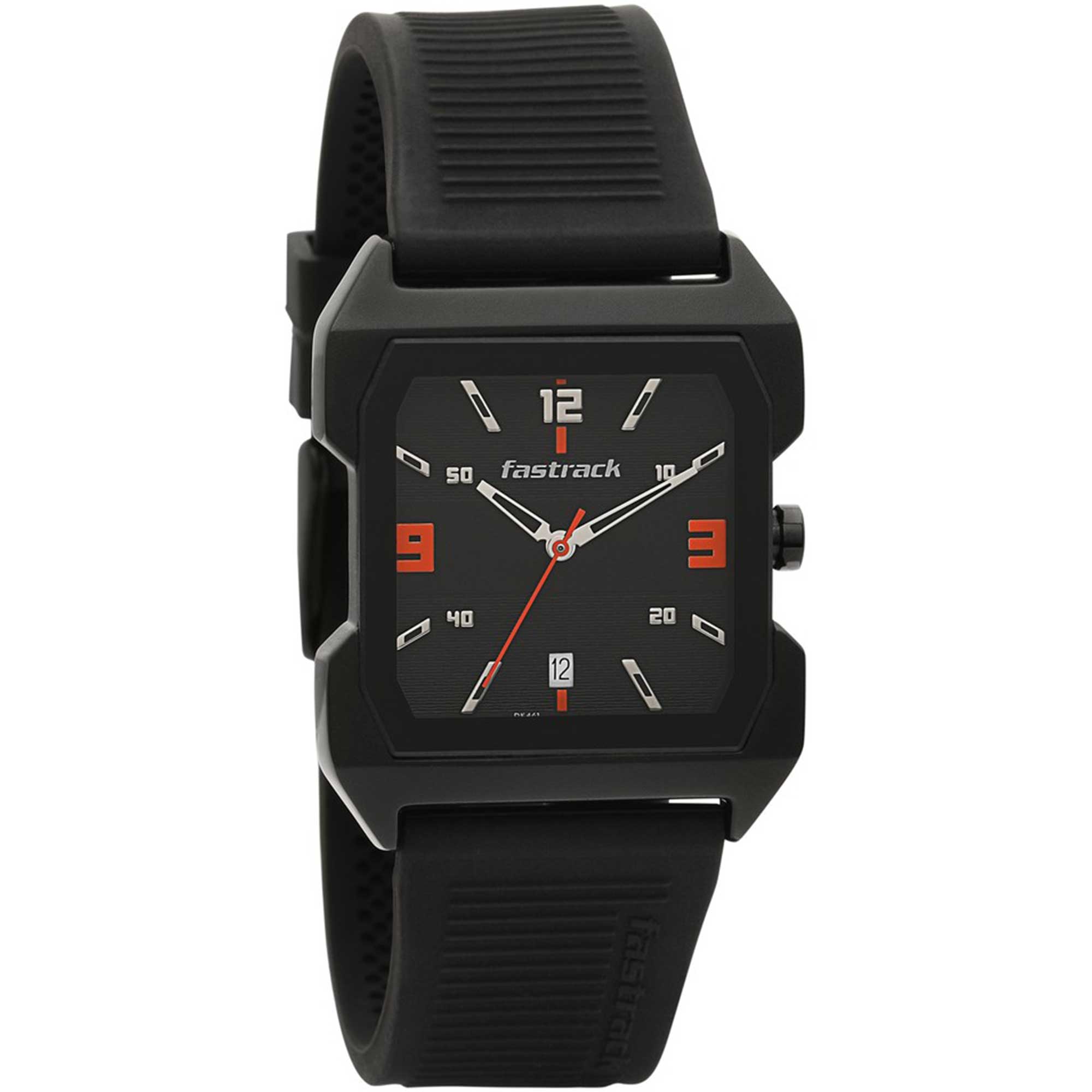 Fastrack Hitlist Quartz Analog with Date Black Dial PU Strap Watch for Guys