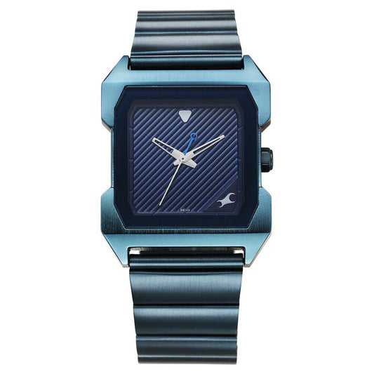 Fastrack Pulse Quartz Analog Blue Dial Blue Stainless Steel Strap Watch For Guys