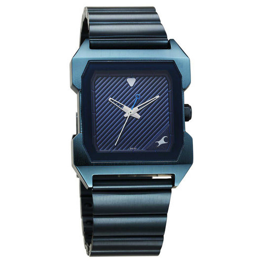 Fastrack Pulse Quartz Analog Blue Dial Blue Stainless Steel Strap Watch For Guys