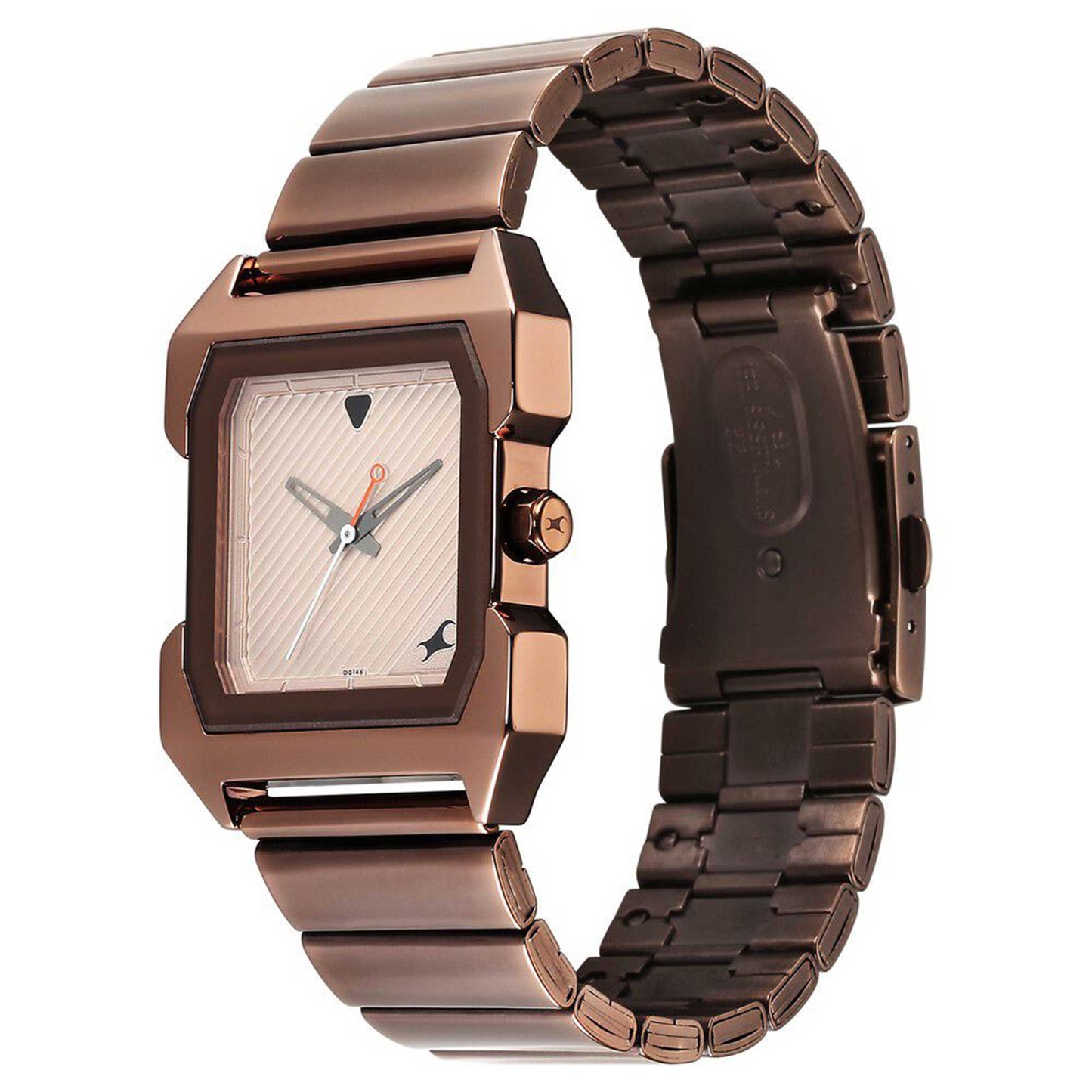 Fastrack Pulse Quartz Analog Beige Dial With Brown Colour Stainless steel Strap Watch for Guys