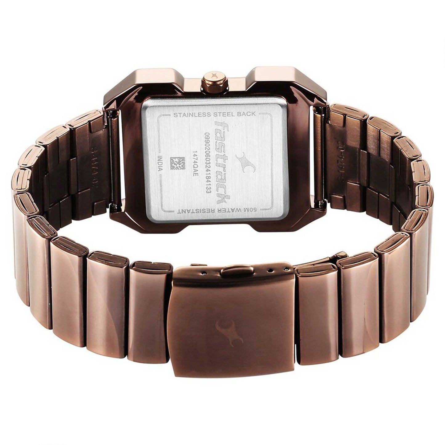 Fastrack Pulse Quartz Analog Beige Dial With Brown Colour Stainless steel Strap Watch for Guys