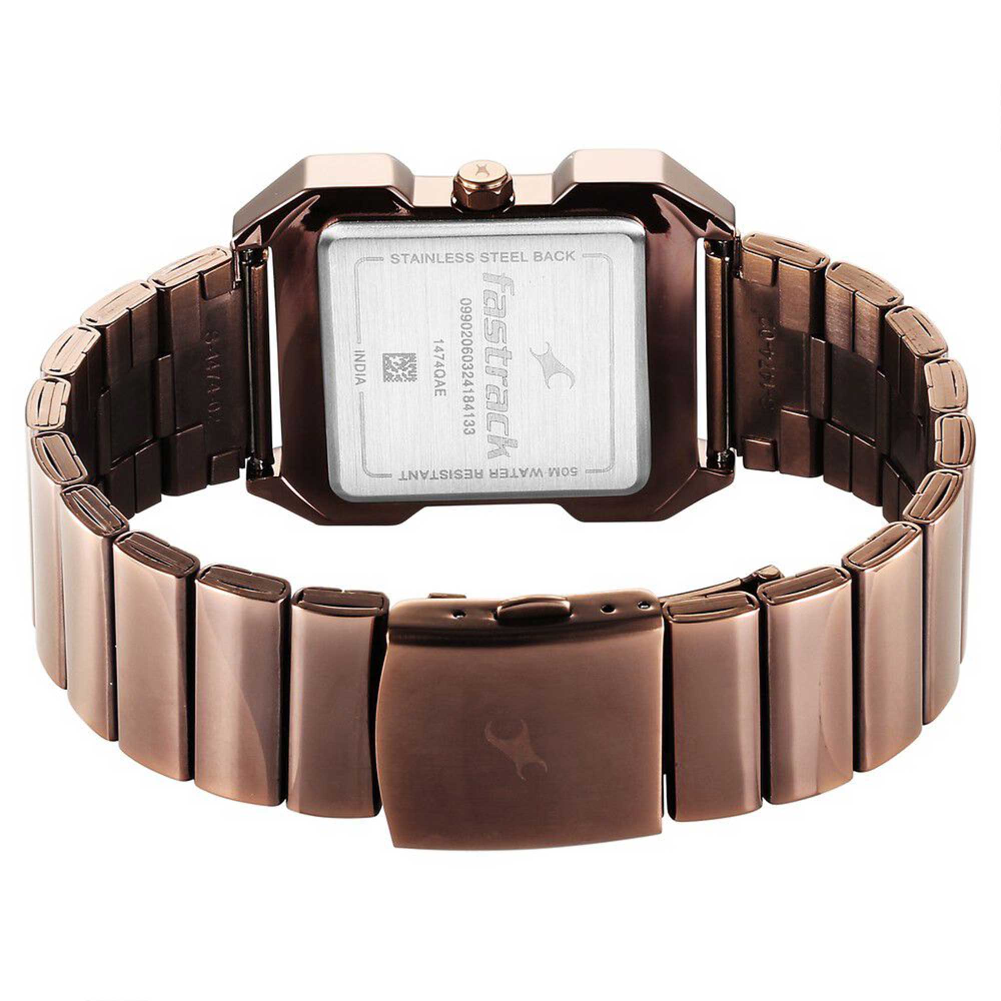 Fastrack Pulse Quartz Analog Beige Dial With Brown Colour Stainless steel Strap Watch for Guys
