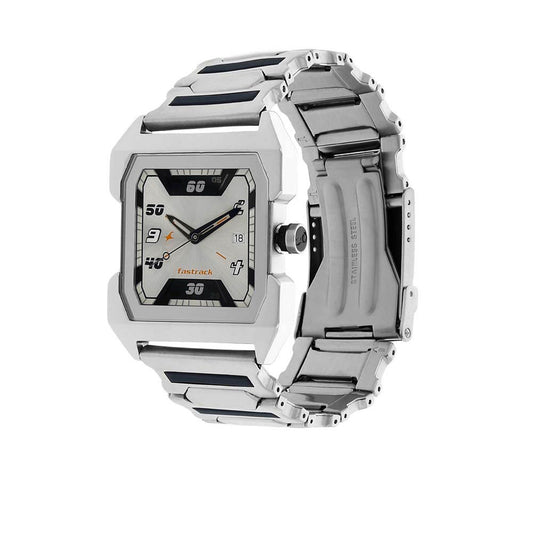 Fastrack Silver Special Dial Metal Strap Analog Watch for Men
