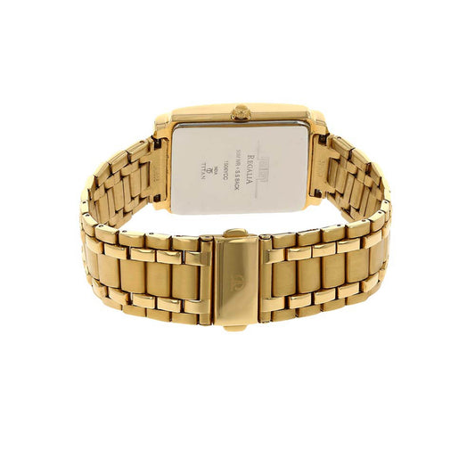 Titan Quartz Analog with Day and Date Champagne Dial Stainless Steel Strap watch for Men