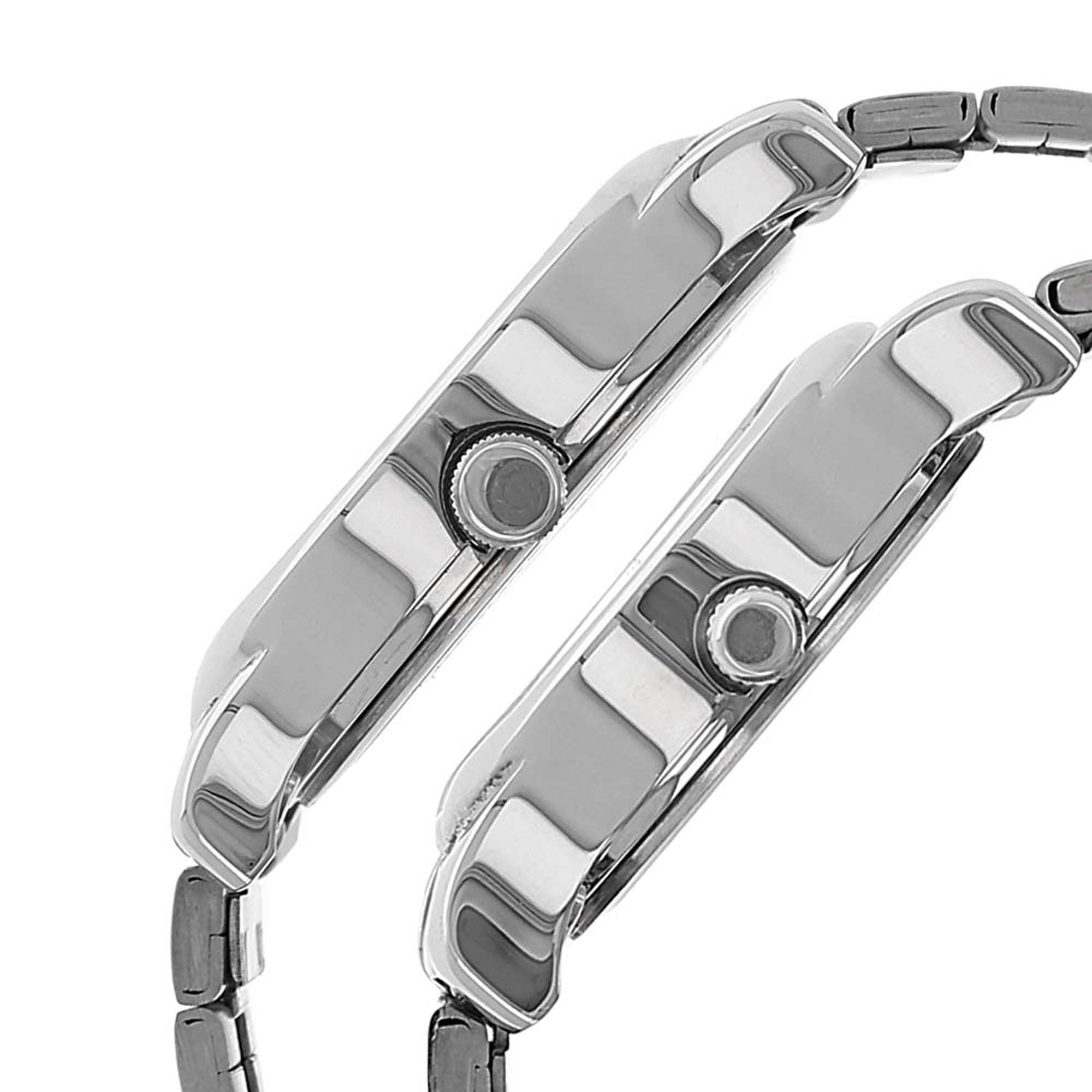 Titan Silver Dial Metal Strap Analog with Day and Date Watch for Couple